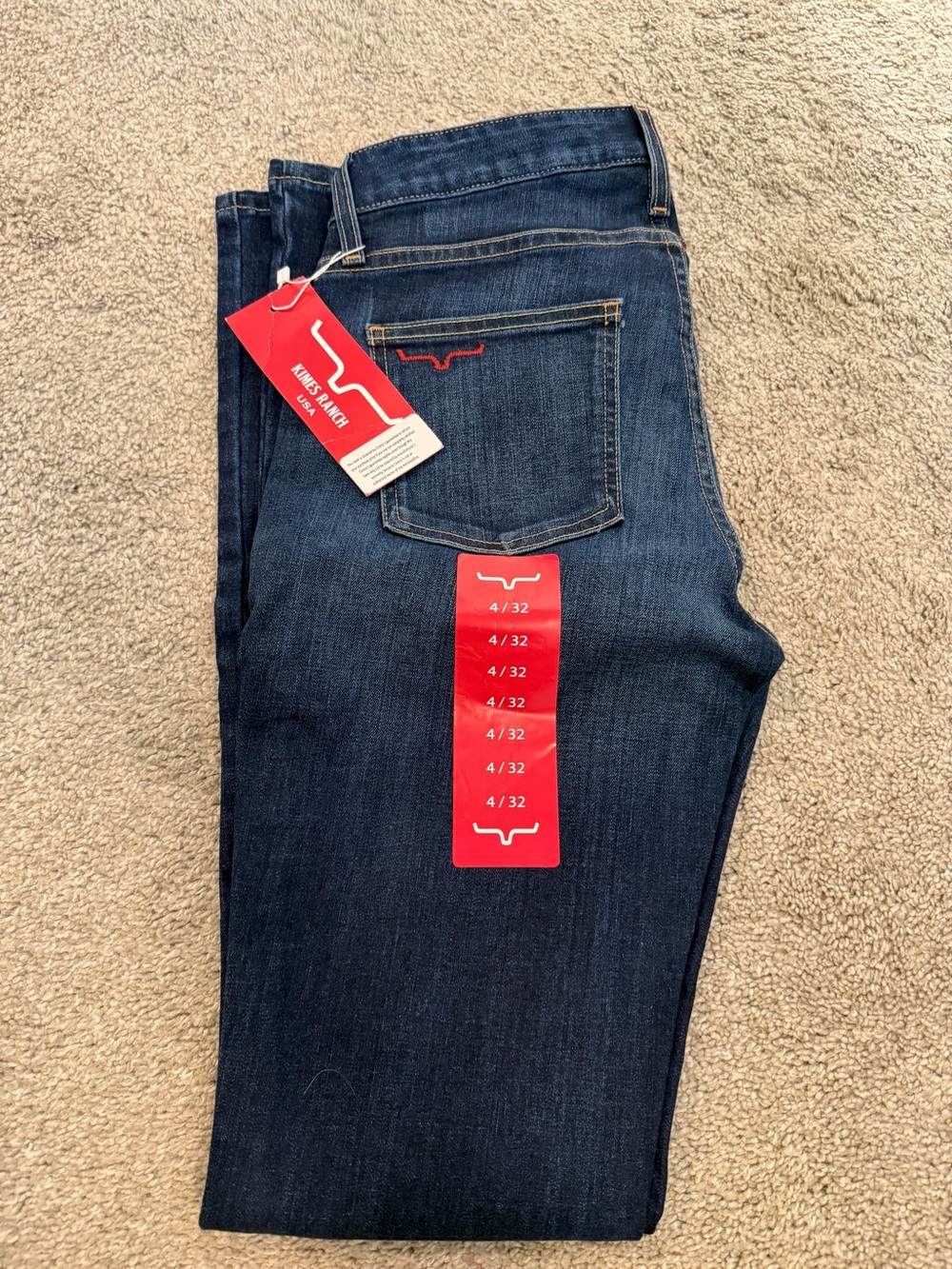 Kimes Ranch Dark Blue Boot Cut Jeans with Red Tags